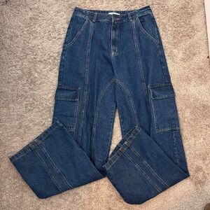 Pretty Garbage Dark Wash Cargo Jeans